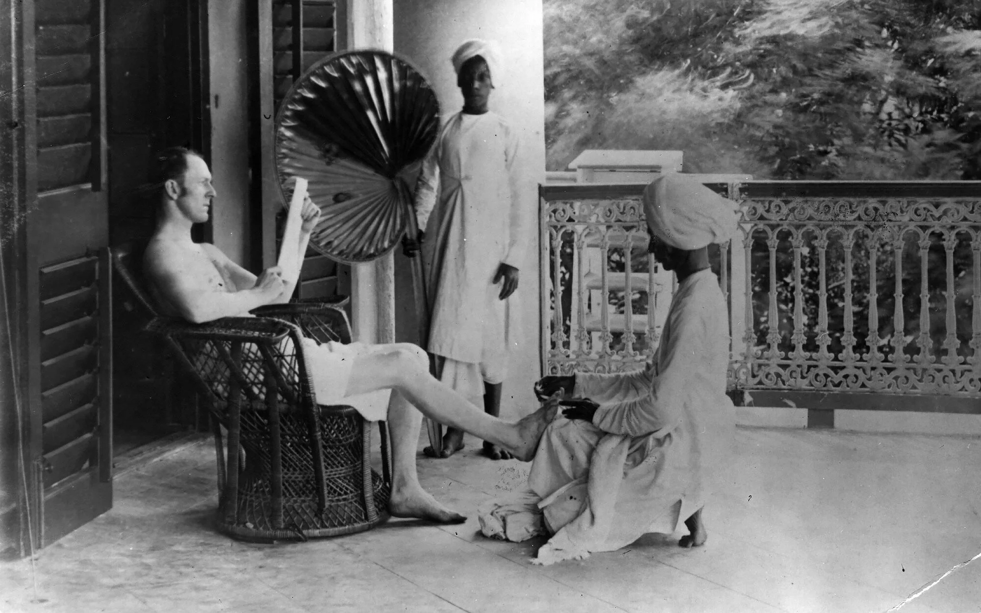 British Colonial Life: Officer Relaxing in India, Late 1800s