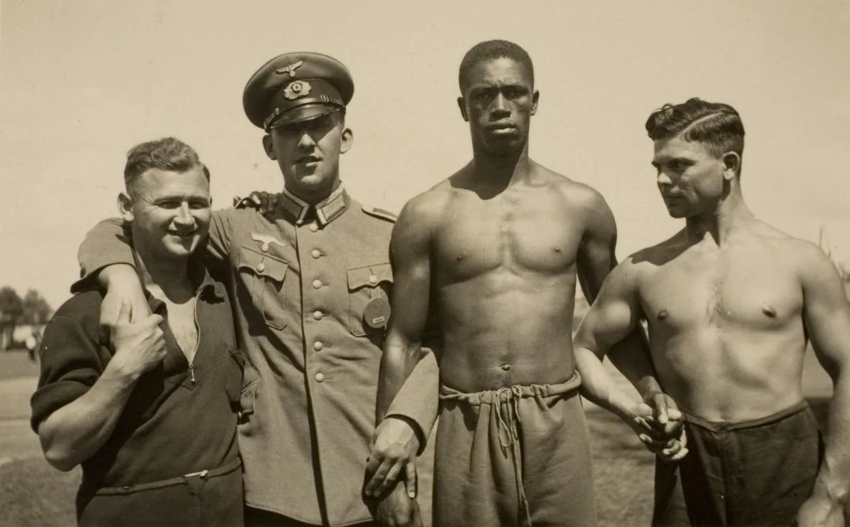 German Officer and American Athletes at the 1936 Berlin Olympics