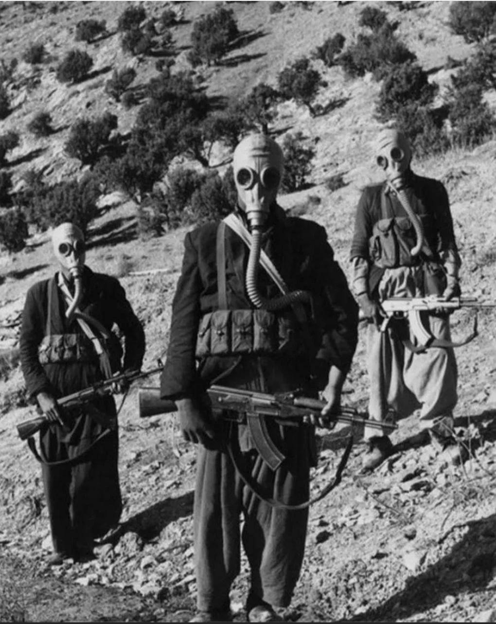 Afghan Mujahideen with GP-5 Gas Masks: Soviet-Afghan War, 1984