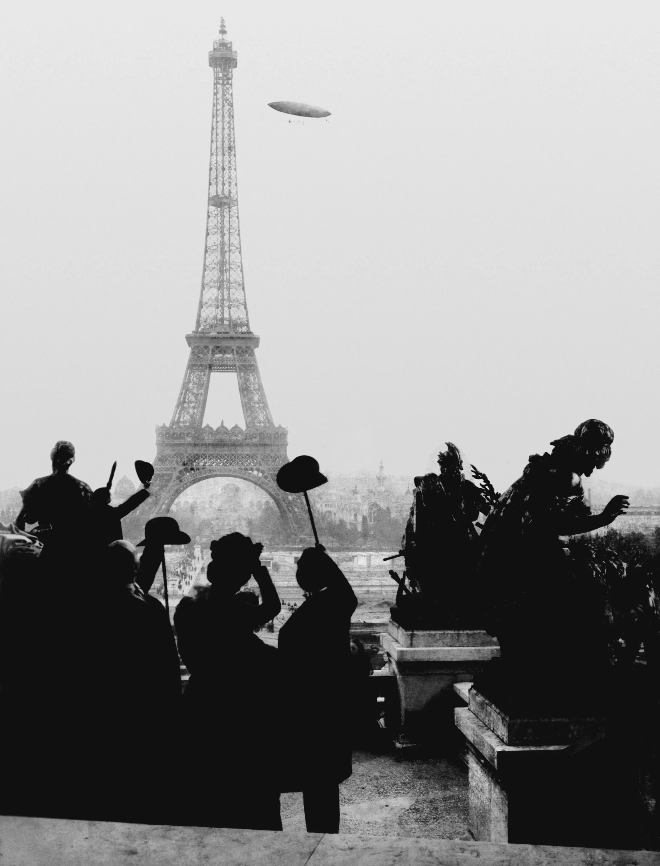 Alberto Santos-Dumont Flying Over the Eiffel Tower in 1901