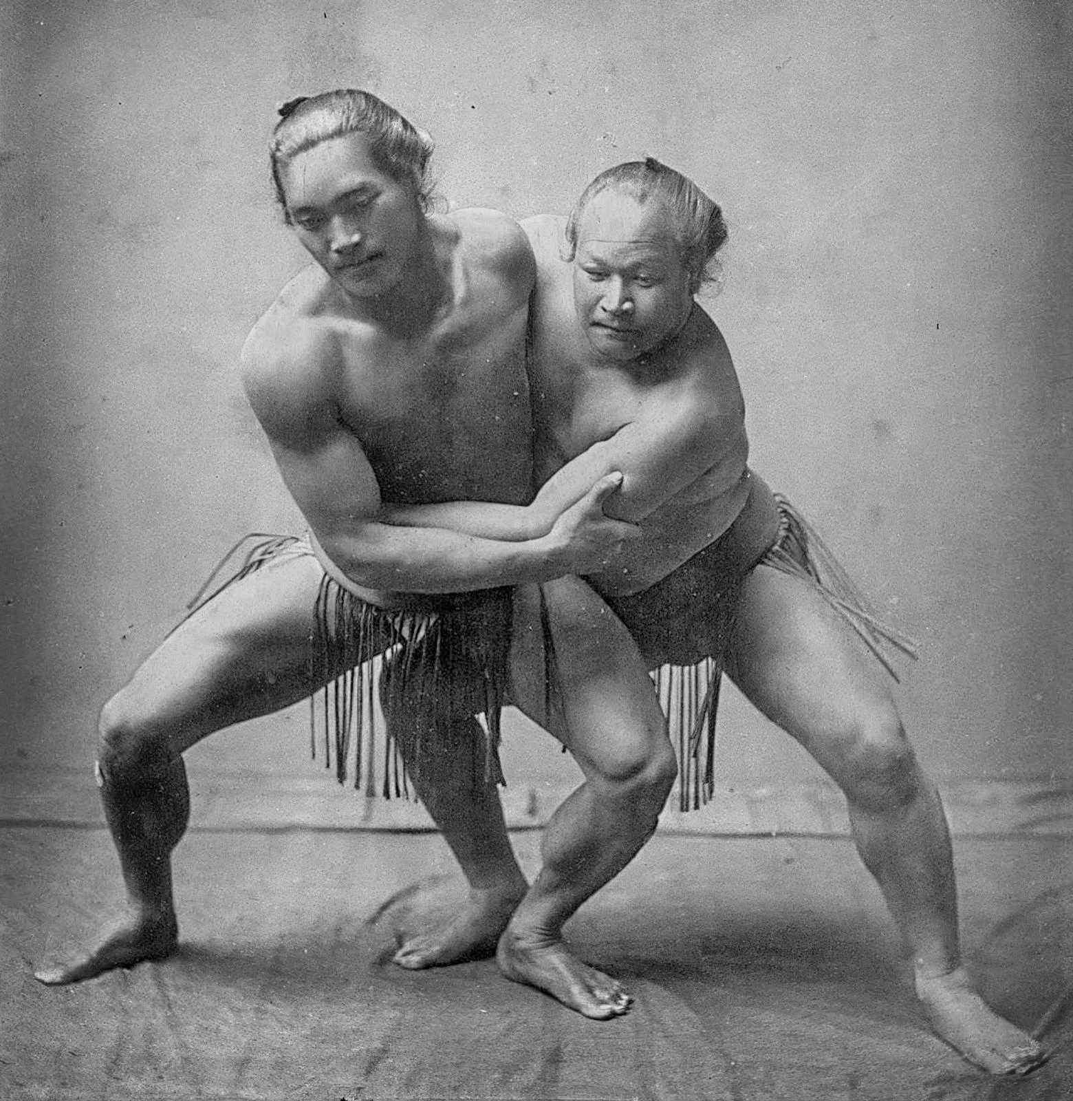 Two Sumo Wrestlers in Meiji Japan, 1880 by Raimund von Stillfried